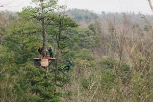 group ziplining in the Smokies