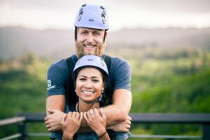 smiling couple on oahu ziplines