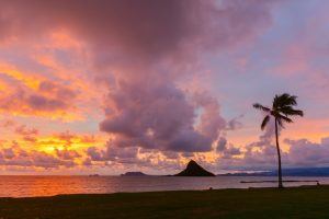 sunset at kualoa regional park